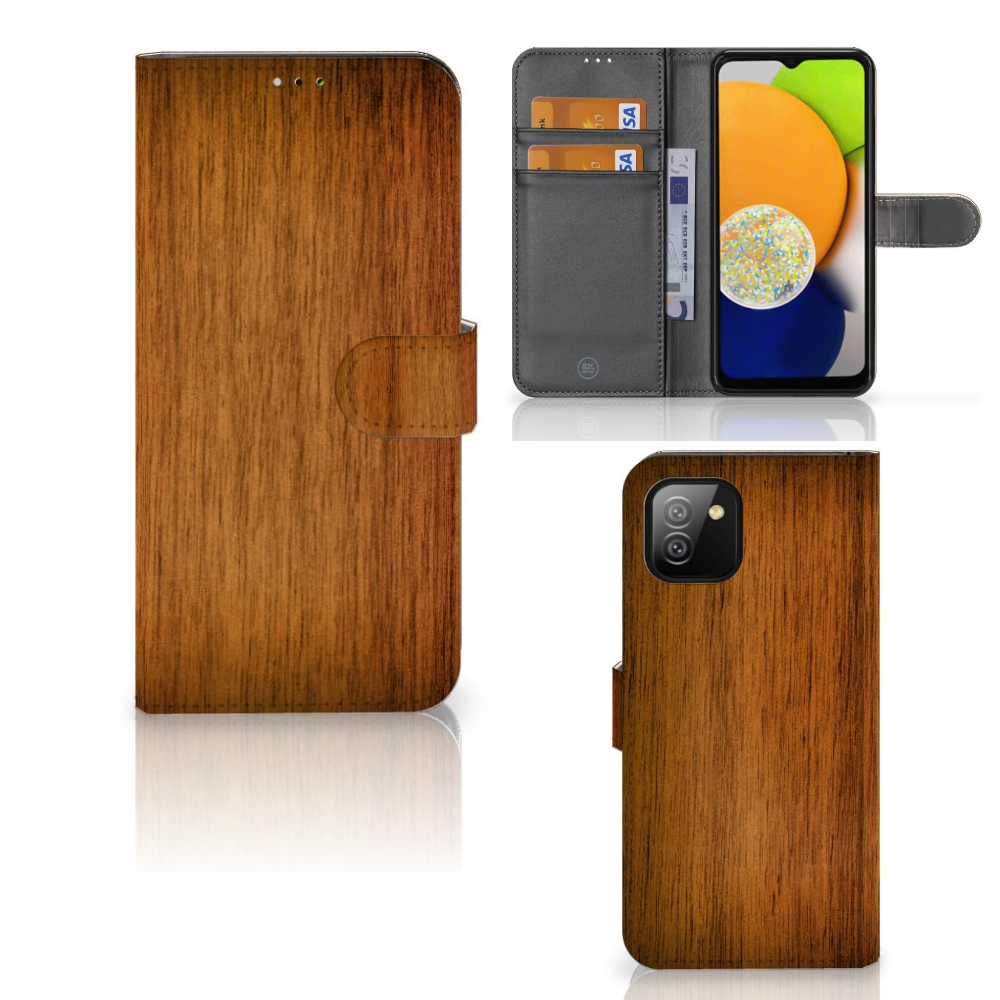 Samsung Galaxy A03 Book Style Case Donker Hout