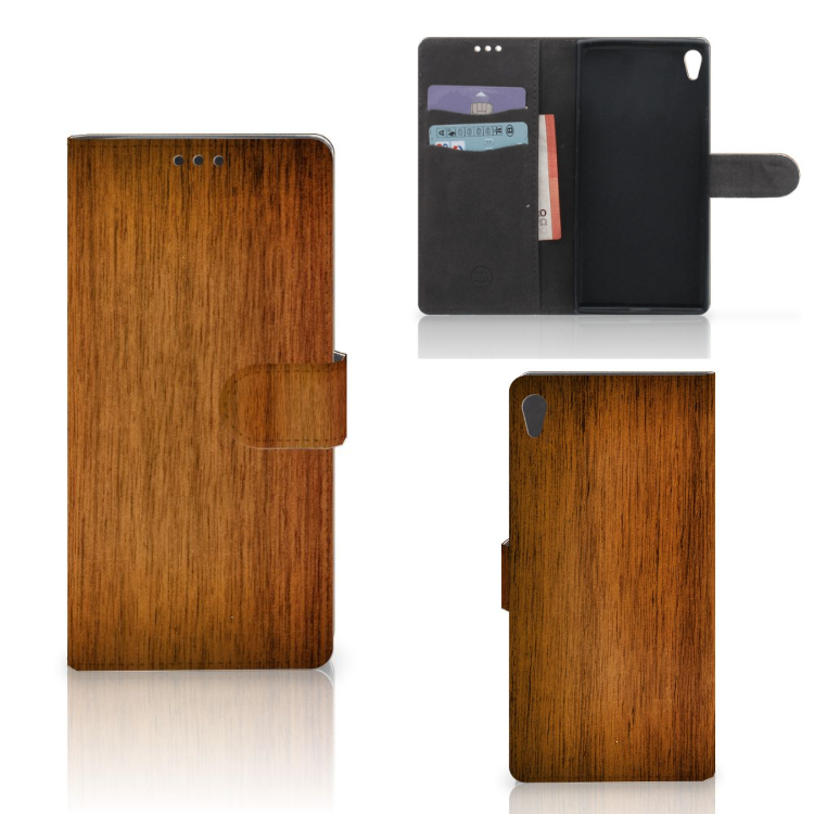 Sony Xperia XA Ultra Book Style Case Donker Hout