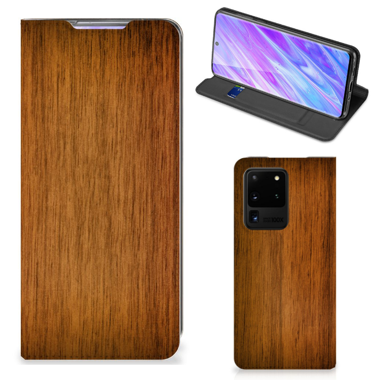 Samsung Galaxy S20 Ultra Book Wallet Case Donker Hout