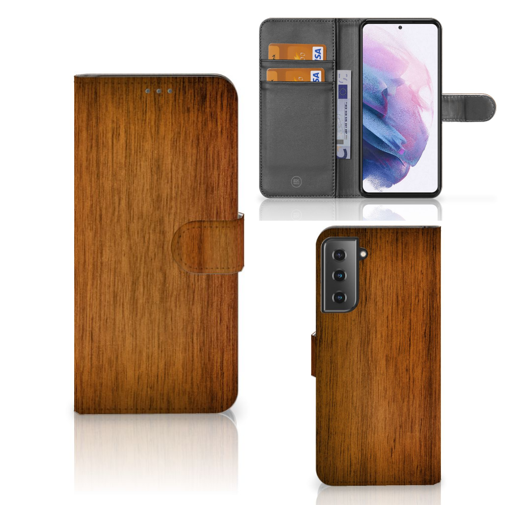 Samsung Galaxy S21 Plus Book Style Case Donker Hout