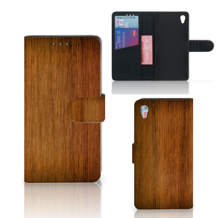 Sony Xperia Z3 Book Style Case Donker Hout