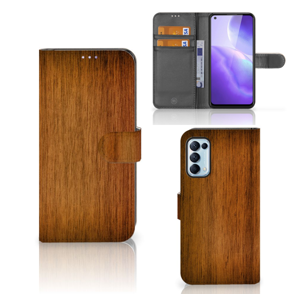 OPPO Find X3 Lite Book Style Case Donker Hout