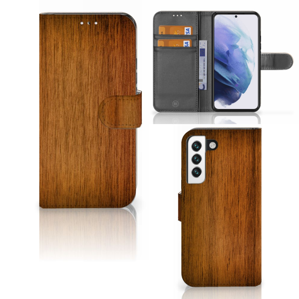 Samsung Galaxy S22 Book Style Case Donker Hout
