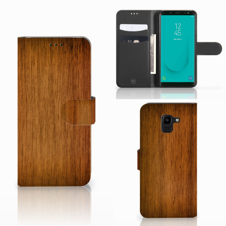 Samsung Galaxy J6 2018 Book Style Case Donker Hout