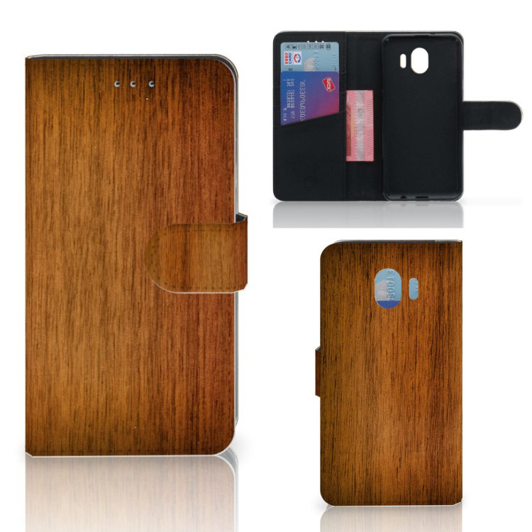 Samsung Galaxy J4 2018 Book Style Case Donker Hout