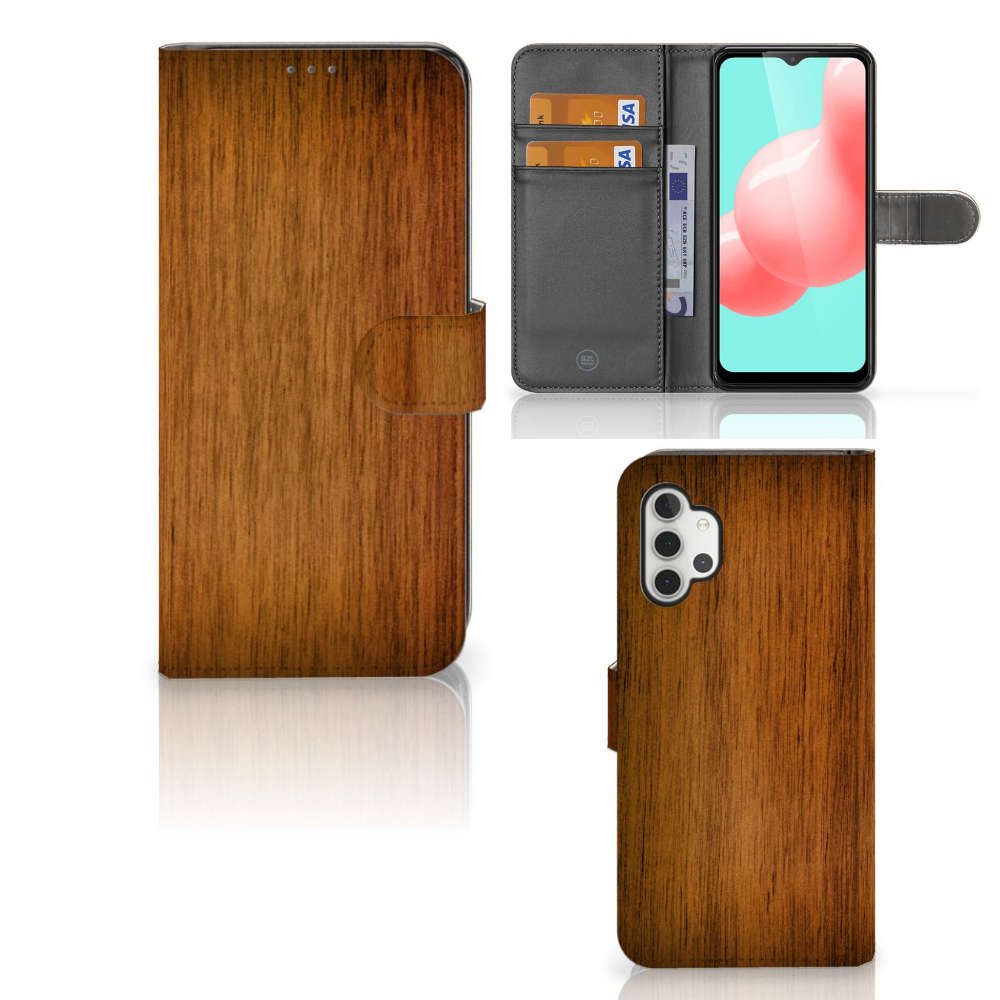 Samsung Galaxy A32 5G Book Style Case Donker Hout