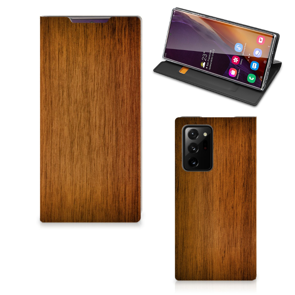 Samsung Galaxy Note 20 Ultra Book Wallet Case Donker Hout