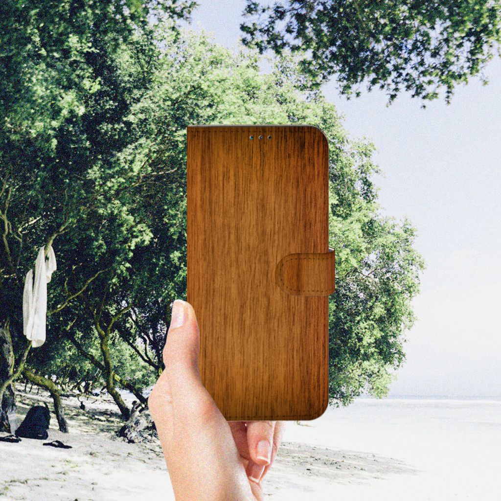 Nokia G50 Book Style Case Donker Hout