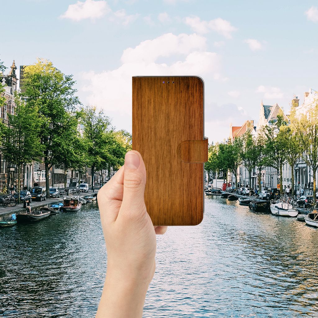 Samsung Galaxy A22 5G Book Style Case Donker Hout