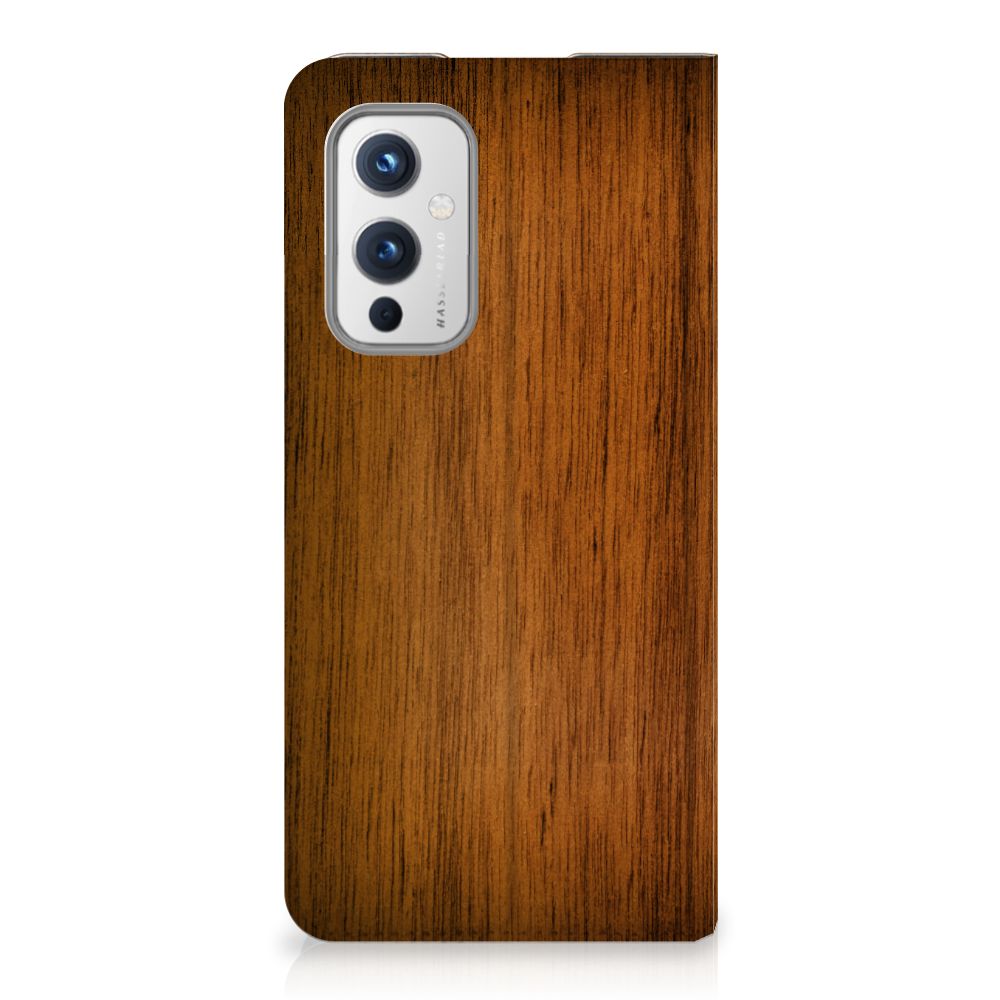 OnePlus 9 Book Wallet Case Donker Hout