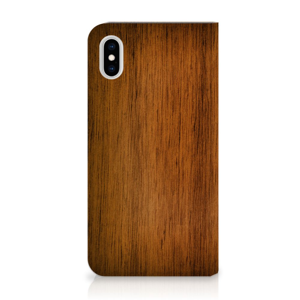 Apple iPhone Xs Max Book Wallet Case Donker Hout