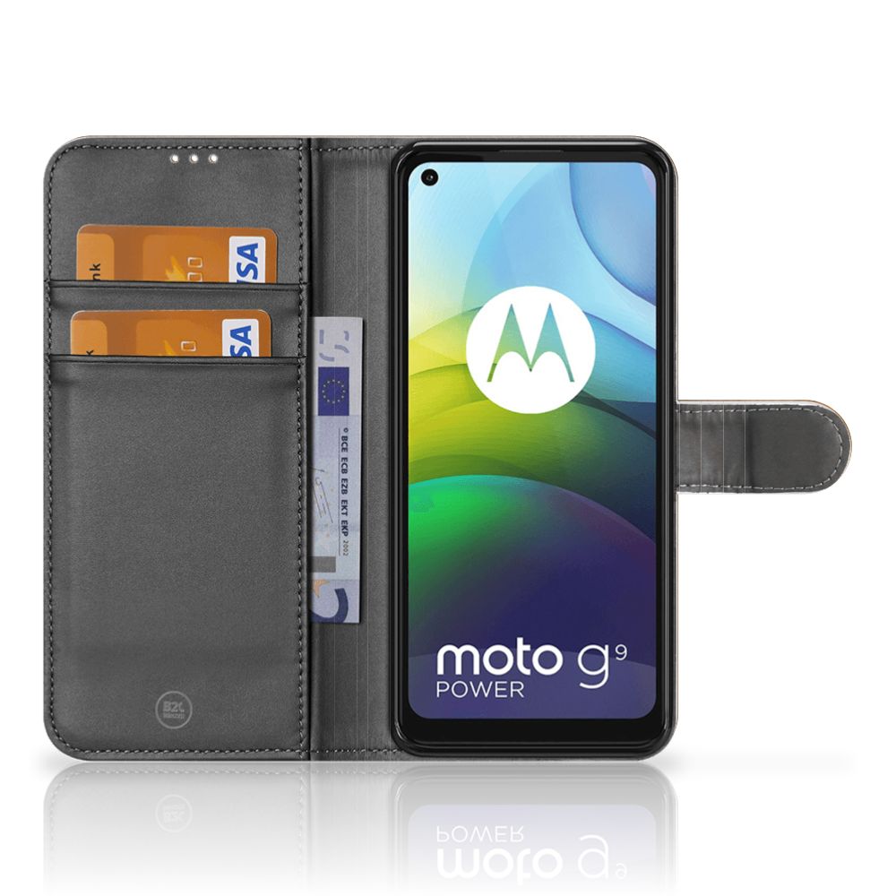 Motorola Moto G9 Power Book Style Case Donker Hout