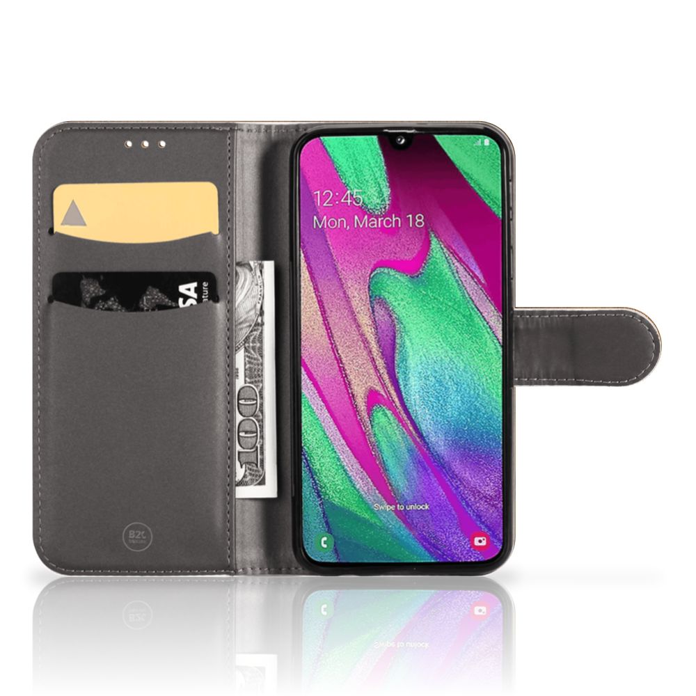 Samsung Galaxy A40 Book Style Case Donker Hout