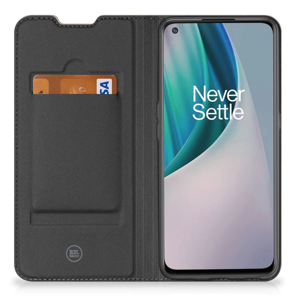 OnePlus Nord N10 5G Book Wallet Case Donker Hout