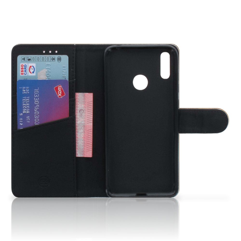 Huawei Y7 (2019) Book Style Case Donker Hout