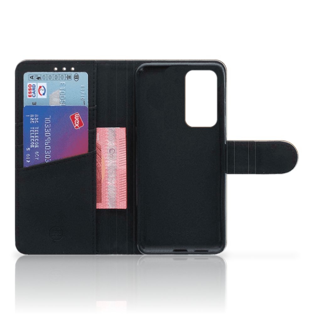 Huawei P40 Book Style Case Donker Hout