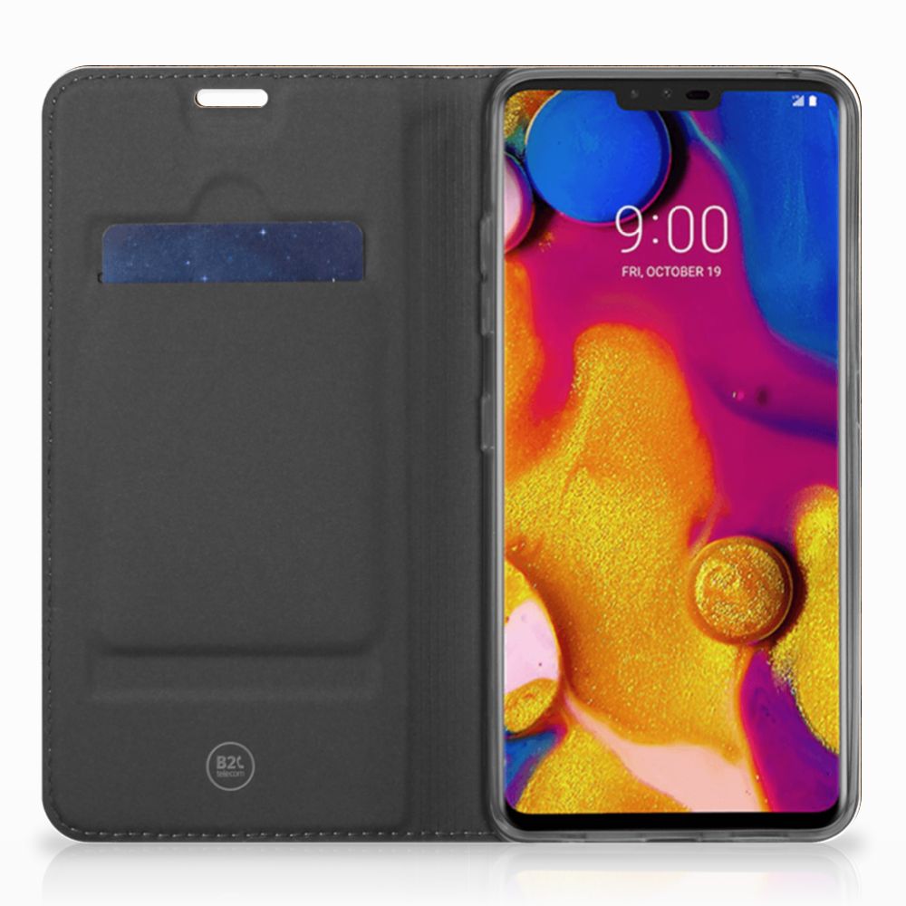 LG V40 Thinq Book Wallet Case Donker Hout