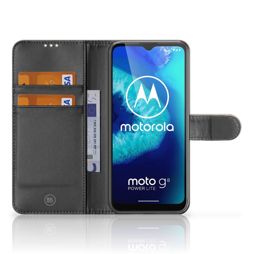 Motorola G8 Power Lite Book Style Case Donker Hout