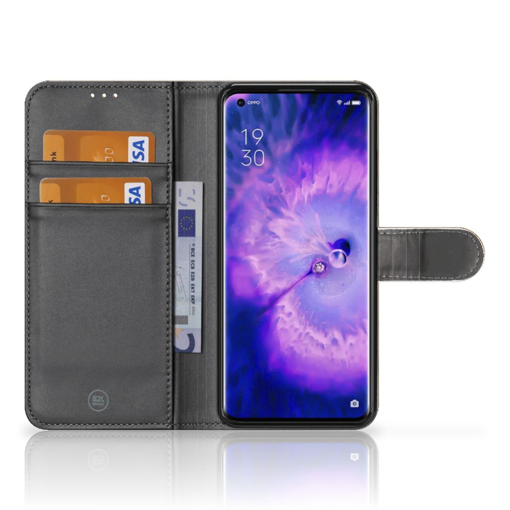 OPPO Find X5 Book Style Case Donker Hout
