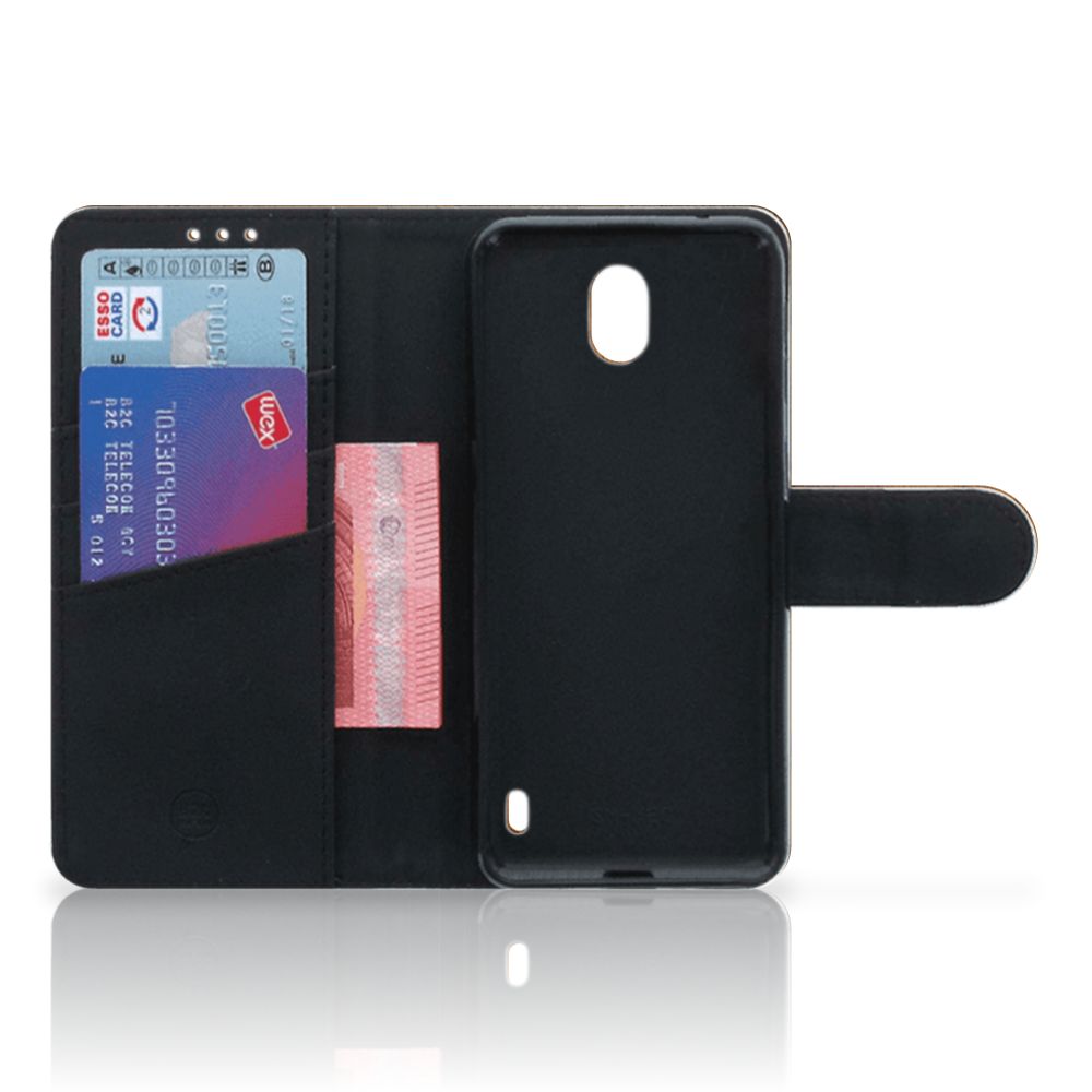Nokia 1 Plus Book Style Case Donker Hout