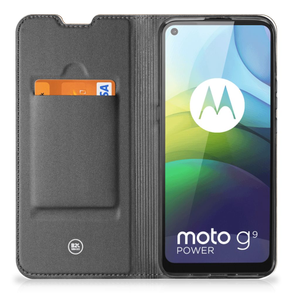 Motorola Moto G9 Power Book Wallet Case Donker Hout