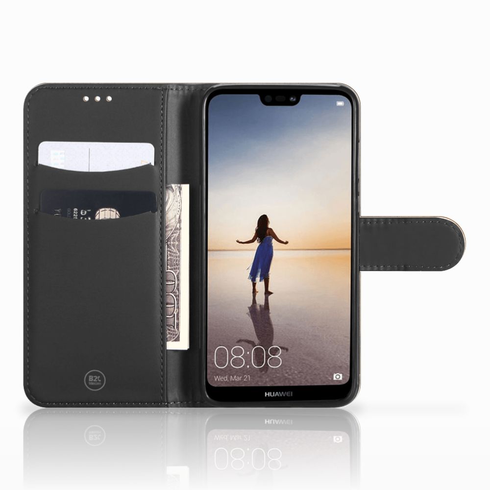 Huawei P20 Lite Book Style Case Donker Hout