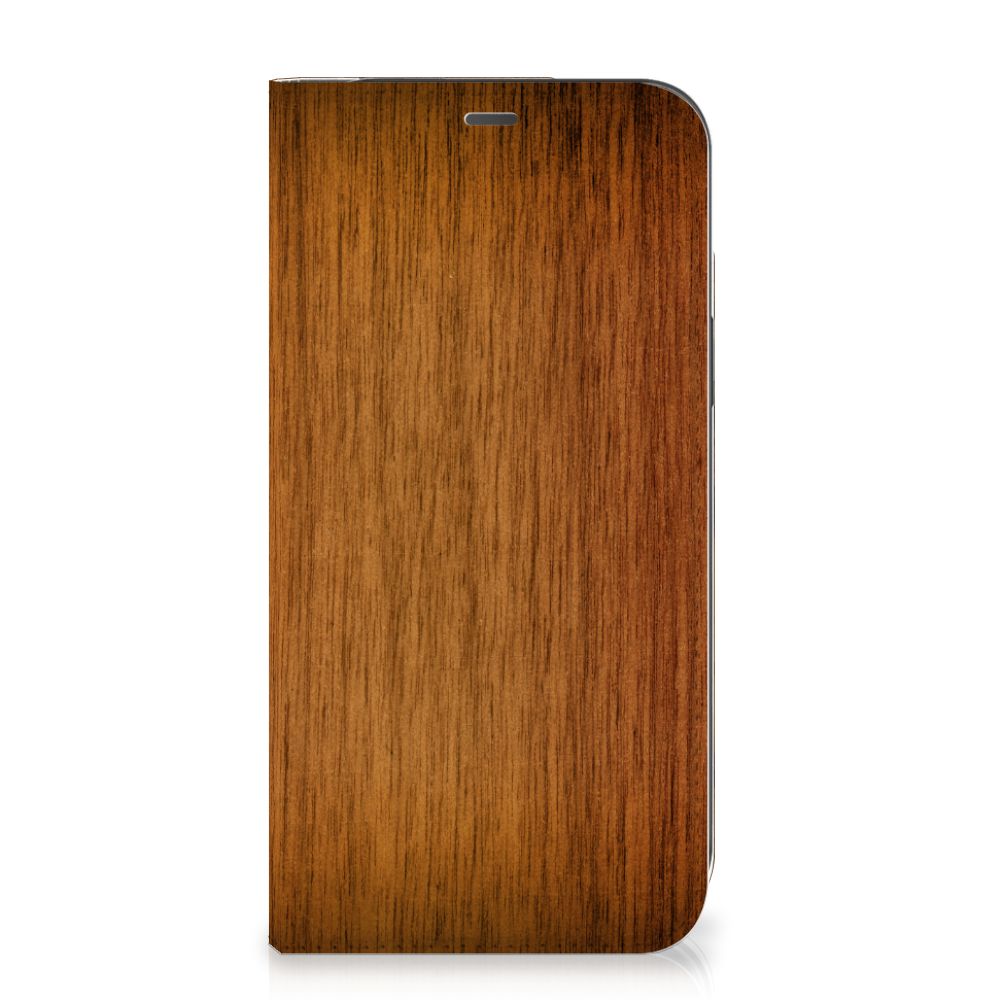 iPhone 12 Pro Max Book Wallet Case Donker Hout