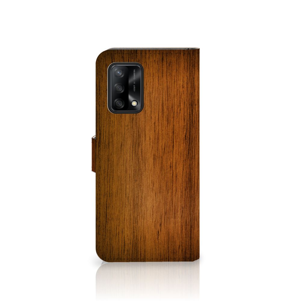 OPPO A74 4G Book Style Case Donker Hout