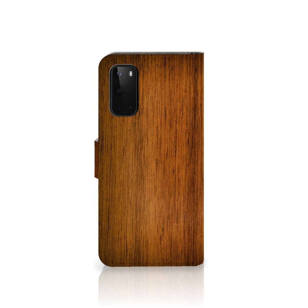 Samsung Galaxy S20 Book Style Case Donker Hout