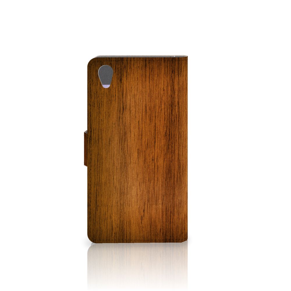 Sony Xperia Z1 Book Style Case Donker Hout