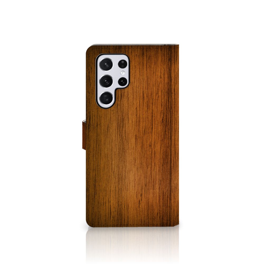 Samsung Galaxy S22 Ultra Book Style Case Donker Hout