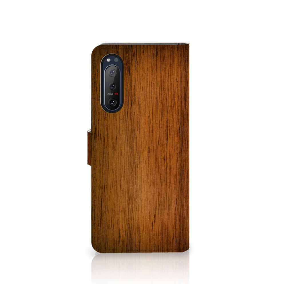 Sony Xperia 5II Book Style Case Donker Hout