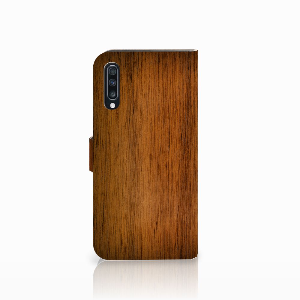 Samsung Galaxy A70 Book Style Case Donker Hout
