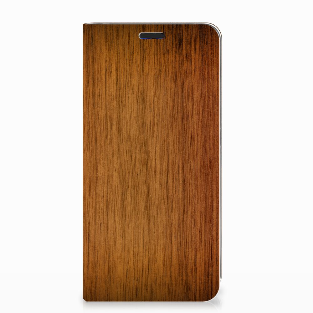 LG V40 Thinq Book Wallet Case Donker Hout