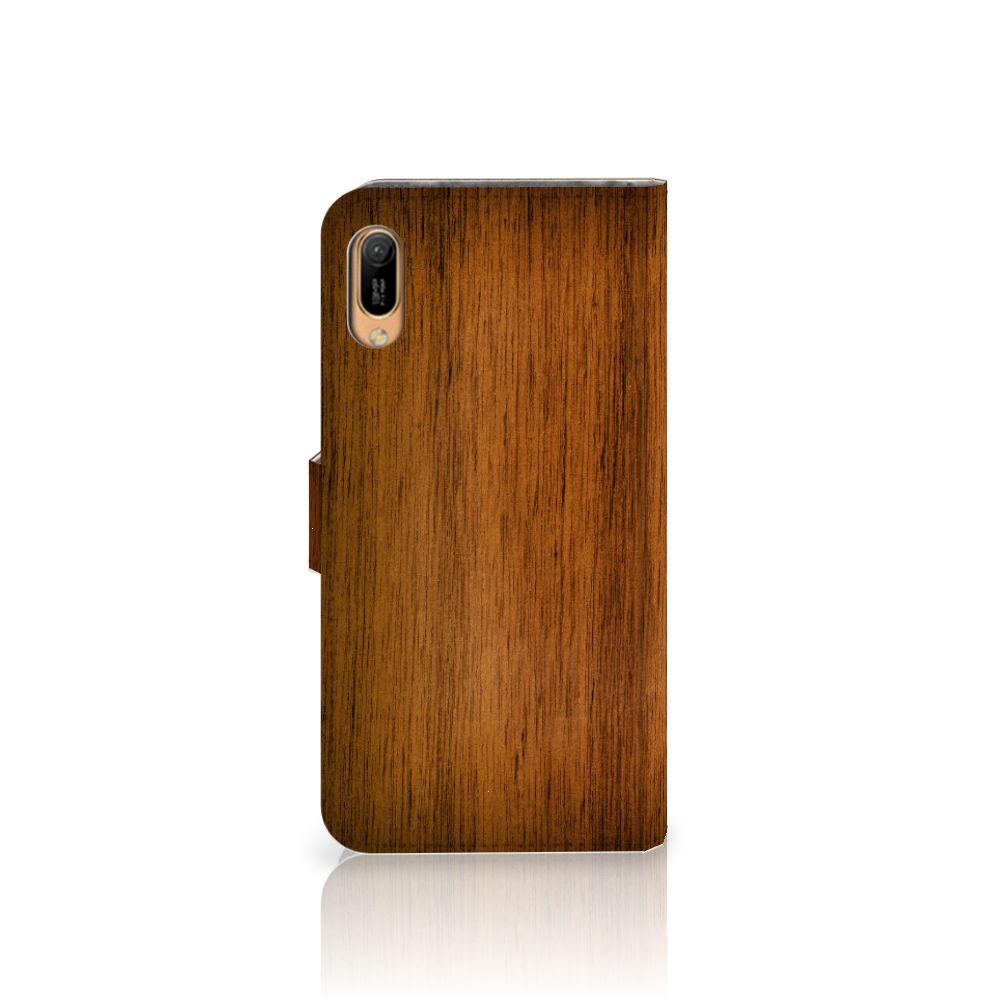 Huawei Y6 (2019) Book Style Case Donker Hout