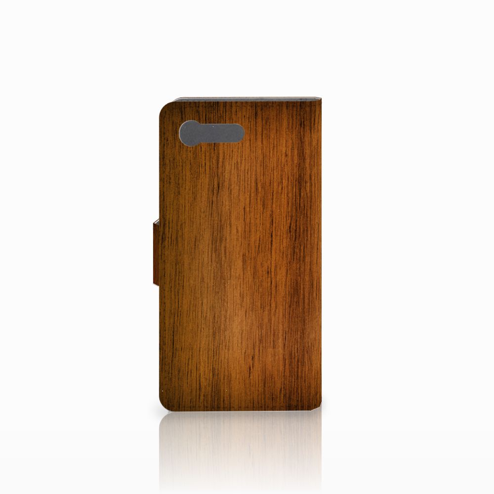 Sony Xperia X Compact Book Style Case Donker Hout
