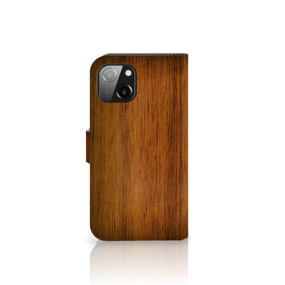 Apple iPhone 13 Book Style Case Donker Hout