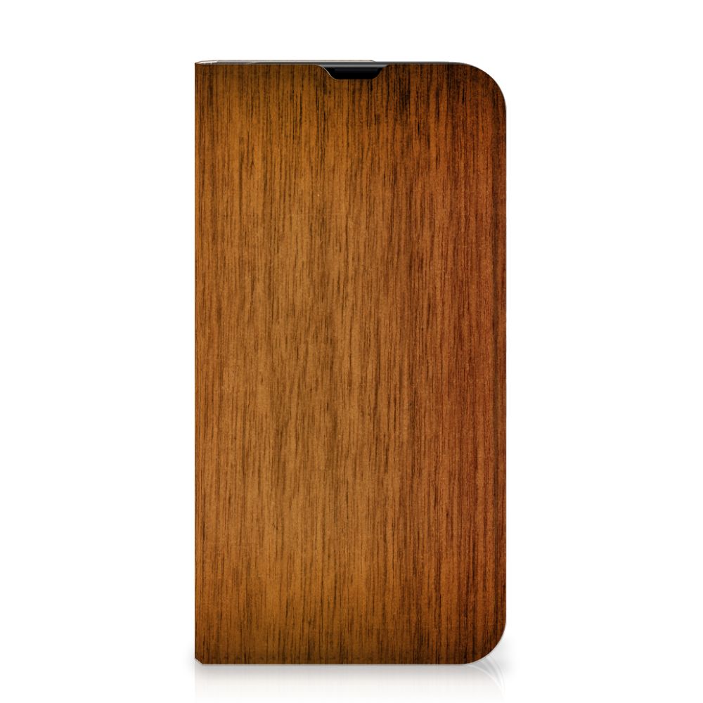 iPhone 13 Pro Book Wallet Case Donker Hout