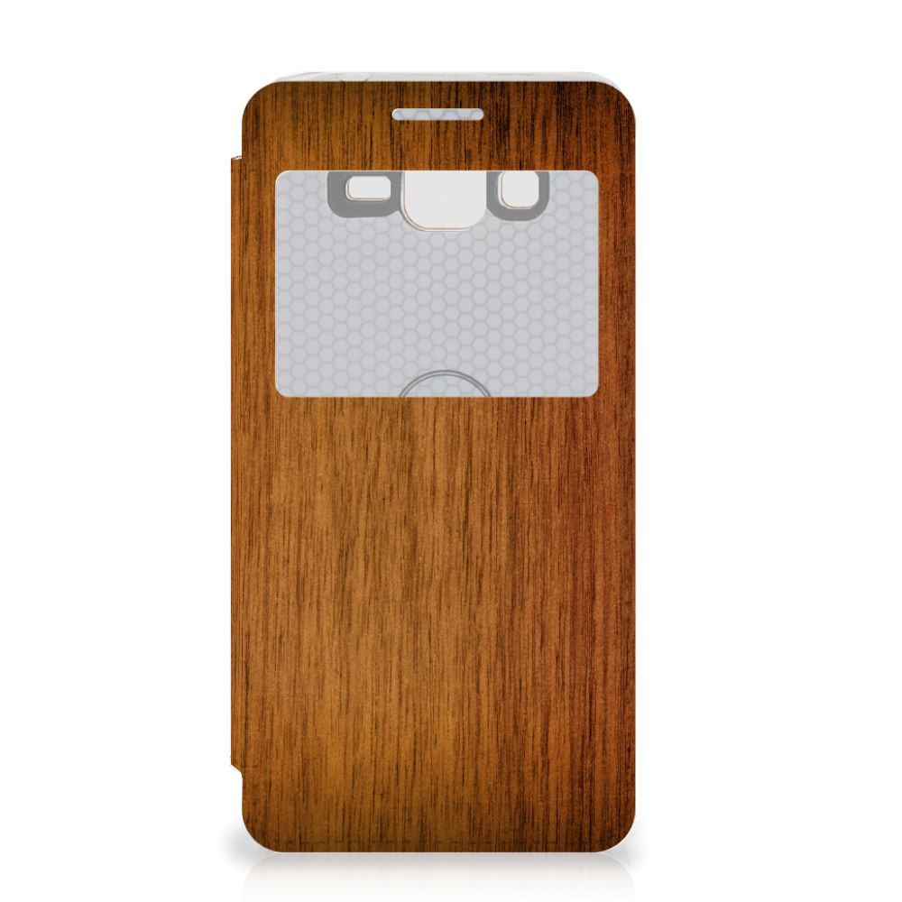 Samsung Galaxy Grand Prime Book Style Case Donker Hout