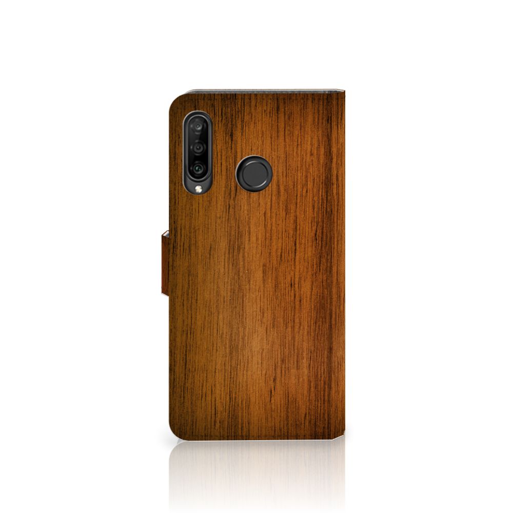 Huawei P30 Lite (2020) Book Style Case Donker Hout