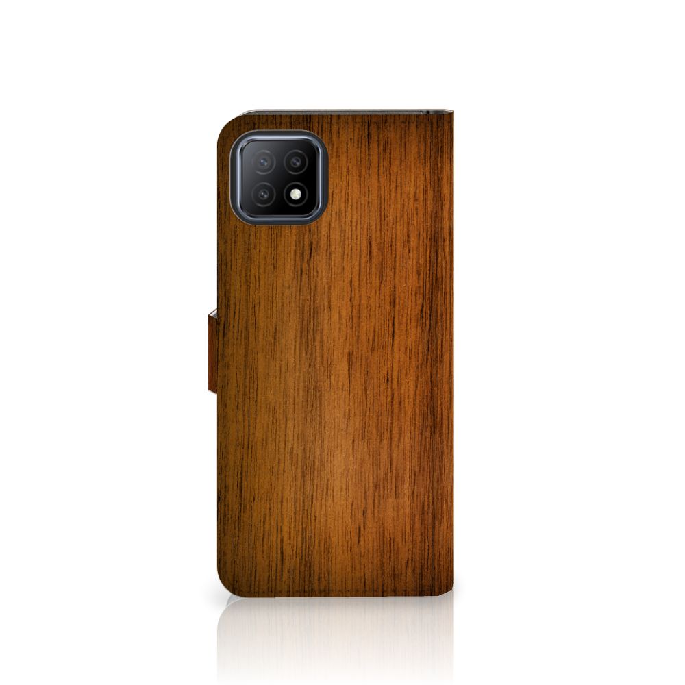 OPPO A73 5G Book Style Case Donker Hout