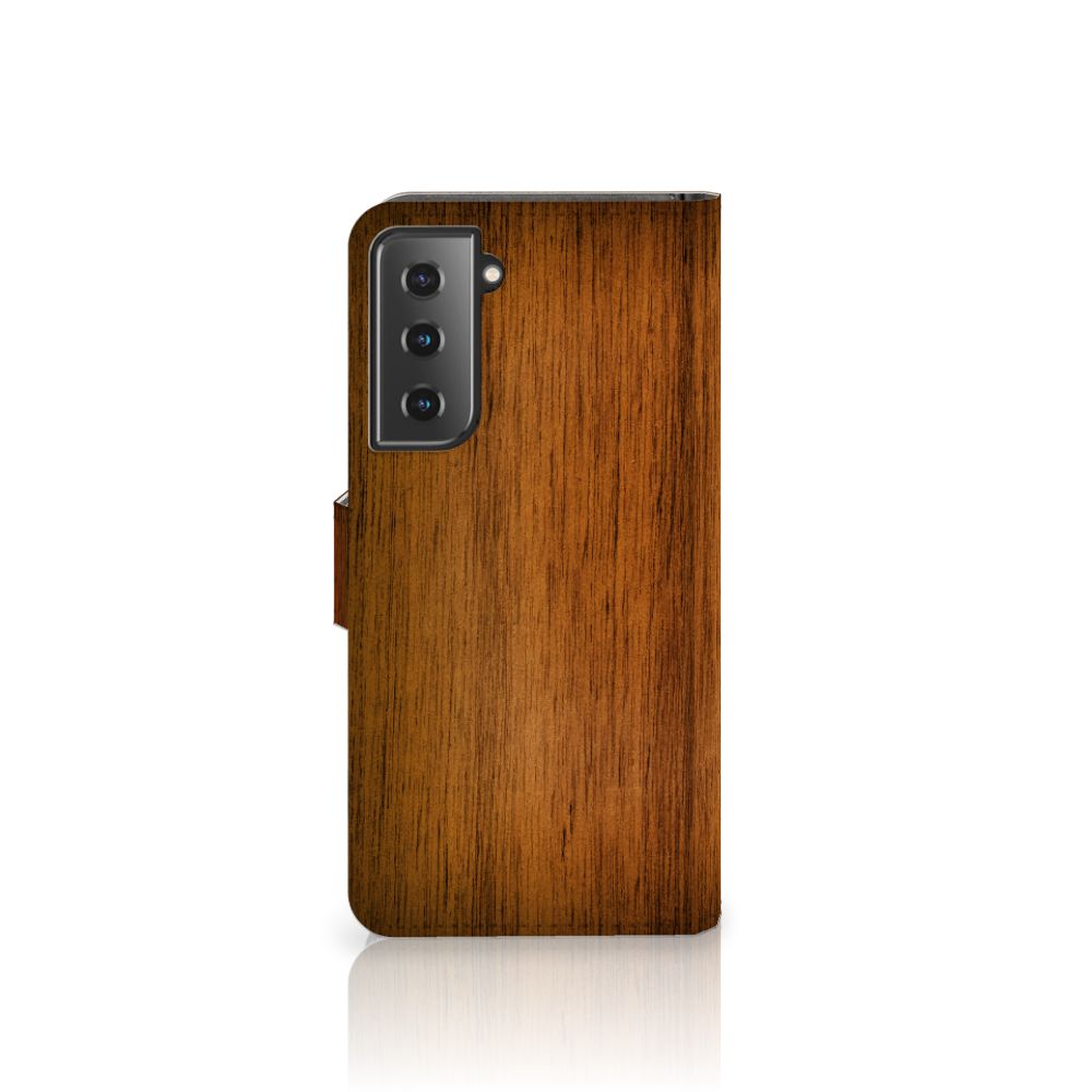 Samsung Galaxy S21 Book Style Case Donker Hout