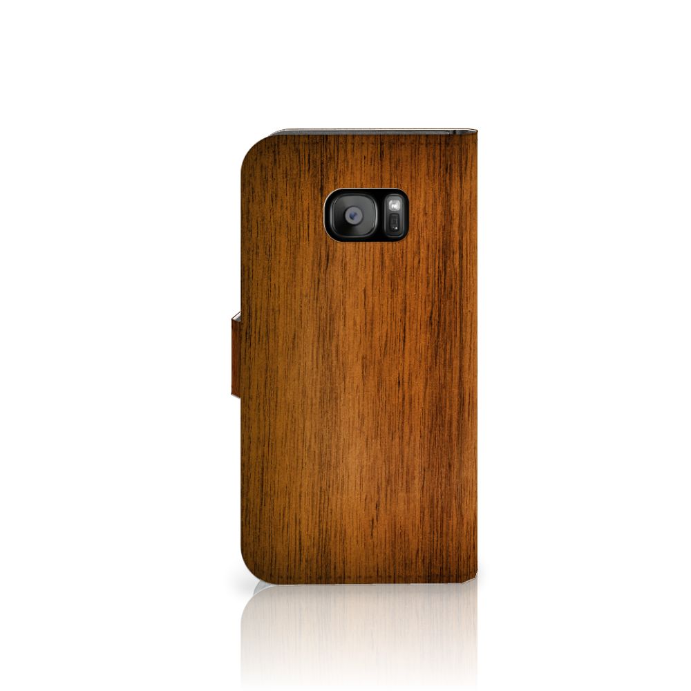 Samsung Galaxy S7 Edge Book Style Case Donker Hout