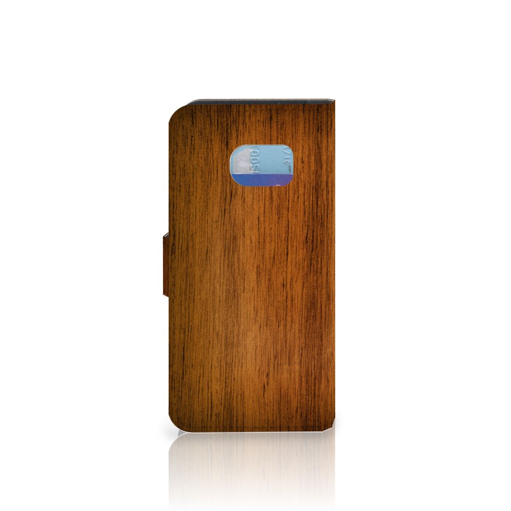 Samsung Galaxy S6 Edge Book Style Case Donker Hout