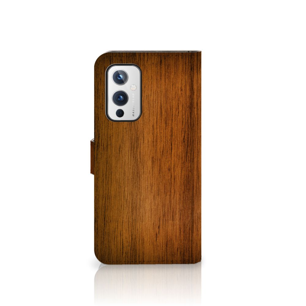 OnePlus 9 Book Style Case Donker Hout