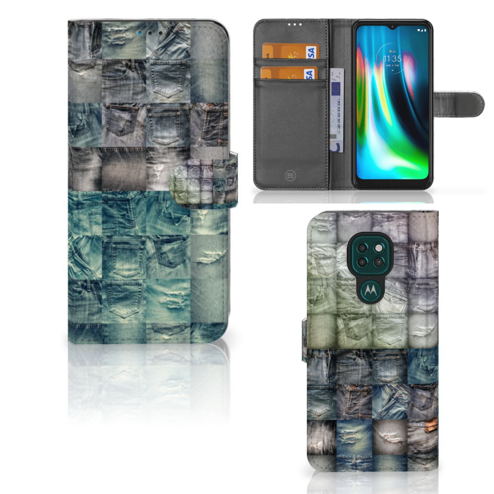 Wallet Case met Pasjes Motorola Moto G9 Play | E7 Plus Spijkerbroeken