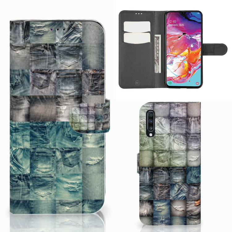 Wallet Case met Pasjes Samsung Galaxy A70 Spijkerbroeken