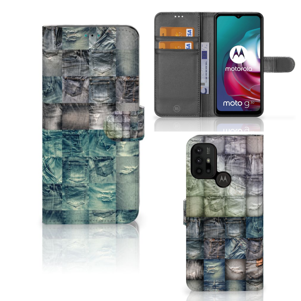 Wallet Case met Pasjes Motorola Moto G10 | G20 | G30 Spijkerbroeken