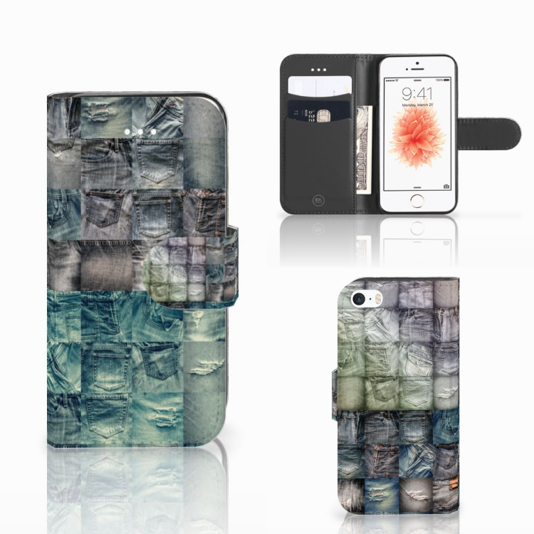 Wallet Case met Pasjes Apple iPhone 5 | 5s | SE Spijkerbroeken