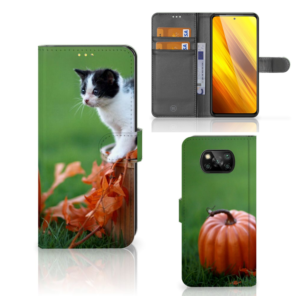 Xiaomi Poco X3 | Poco X3 Pro Telefoonhoesje met Pasjes Kitten